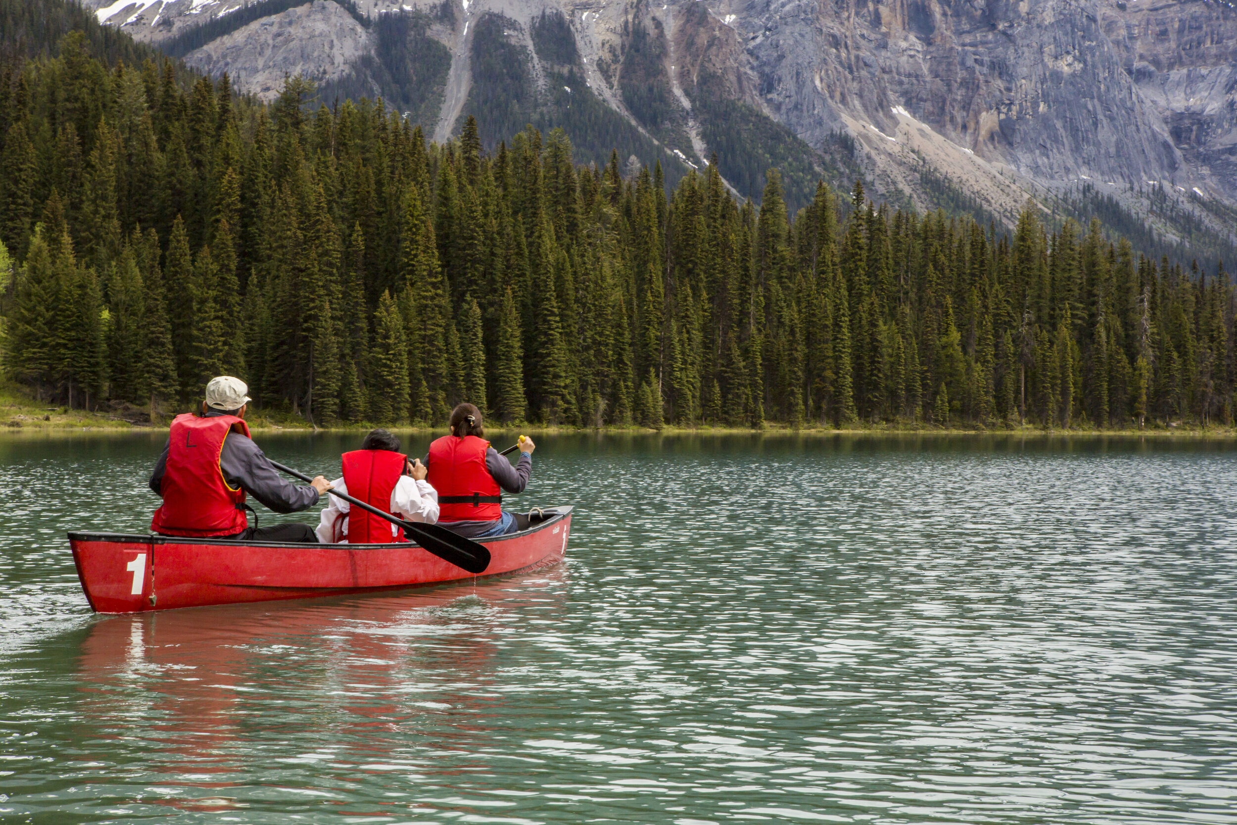 Canoeing in Canadian Rockies at Yoho National Park 
