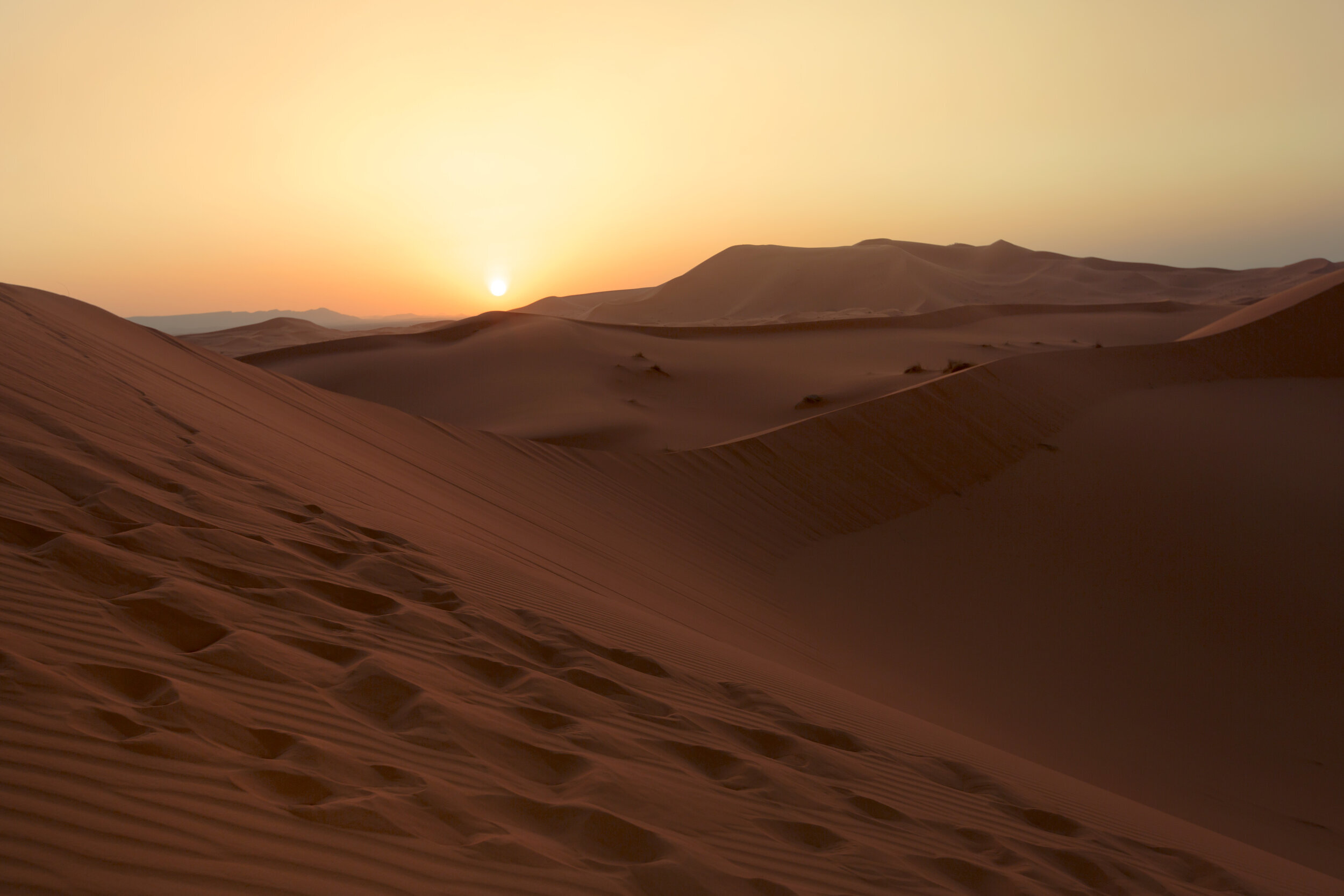Sahara Desert Merzouga Dunes at Sunset
